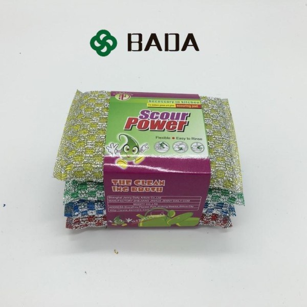 [READY STOCK] BADA 4 PIECES DOUBLE SIDE DISH WASHING SCOURING PAD SPONGE SCRUBBER 
