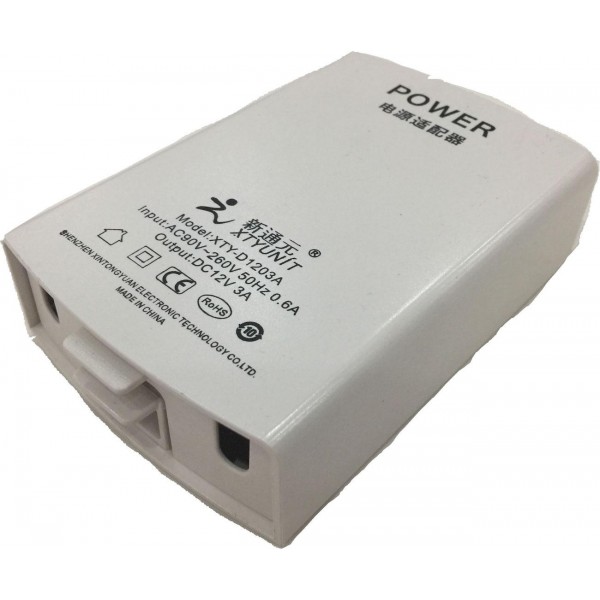 Waterproof Power Adapter 3A with case for CCTV Indoor or Outdoor use, AC / DC switching, Output 12V / 3A