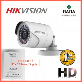 [READY STOCK][ FREE GIFT ] Hikvision DS-2CE16C0T-IRF outdoor CCTV 1MP CMOS 720p Turbo HD Analog Fixed Lens IR Bullet Camera TVI Camera , Free 12V2A Power Supply