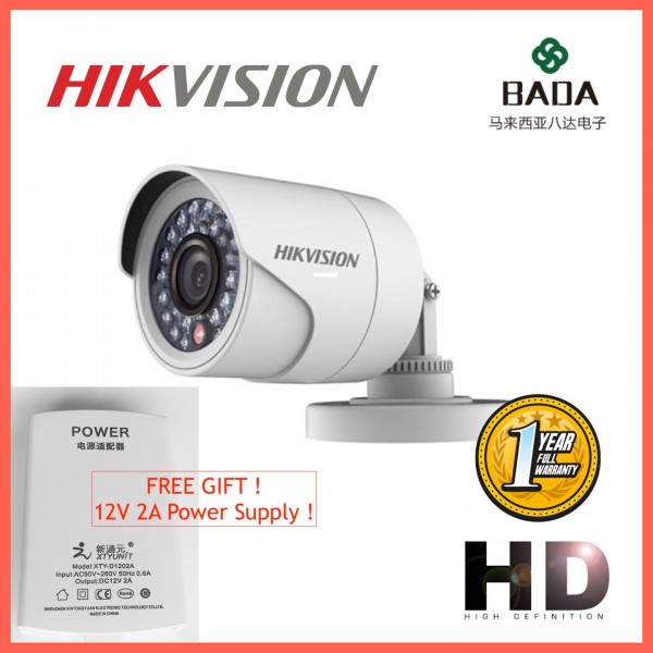 [READY STOCK][ FREE GIFT ] Hikvision DS-2CE16C0T-IRF outdoor CCTV 1MP CMOS 720p Turbo HD Analog Fixed Lens IR Bullet Camera TVI Camera , Free 12V2A Power Supply