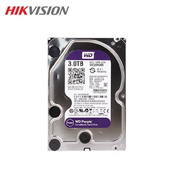 1TB / 2TB / 3TB / 4TB Hikvision WD Western Digital Purple Surveillance Security HDD 24/7 durable designed for CCTV Hikvision DVR Recorder Recording 5400RPM SATA 6GB/s 64MB Cache 3.5' HDD 